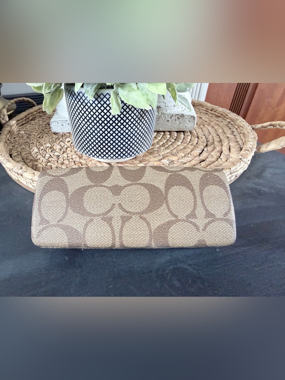 Authentic vintage Coach Signature Canvas Tan Brown glasses case
